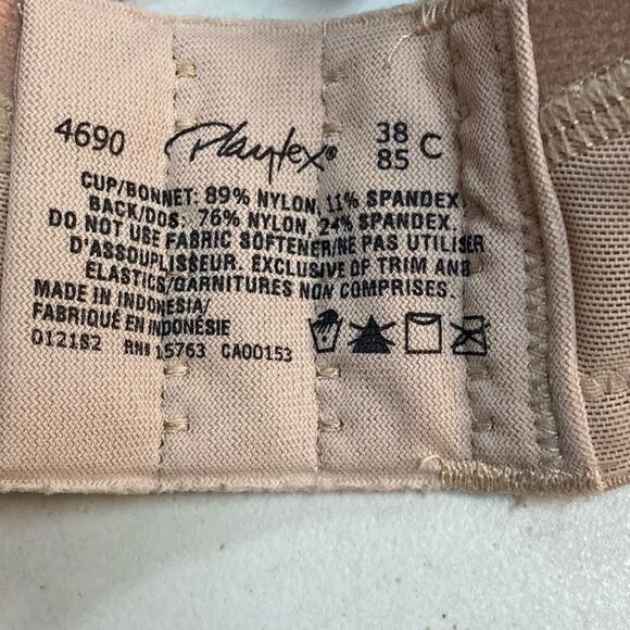 PLAYTEX Women’s Bra Tan Size 3C NO UNDERWIRE‎ - Picture 4 of 6